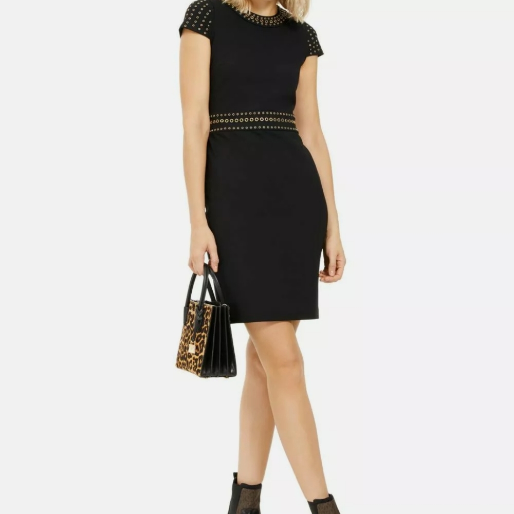 Michael Kors Grommet Trim Short Sleeve Dress